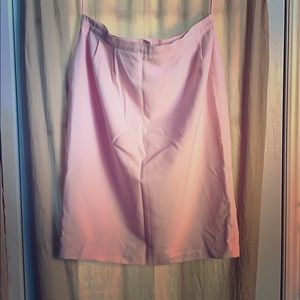Baby pink, calf-length pencil skirt